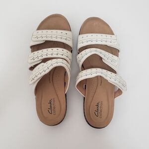 CLARKS White Strap Sandals Size 8